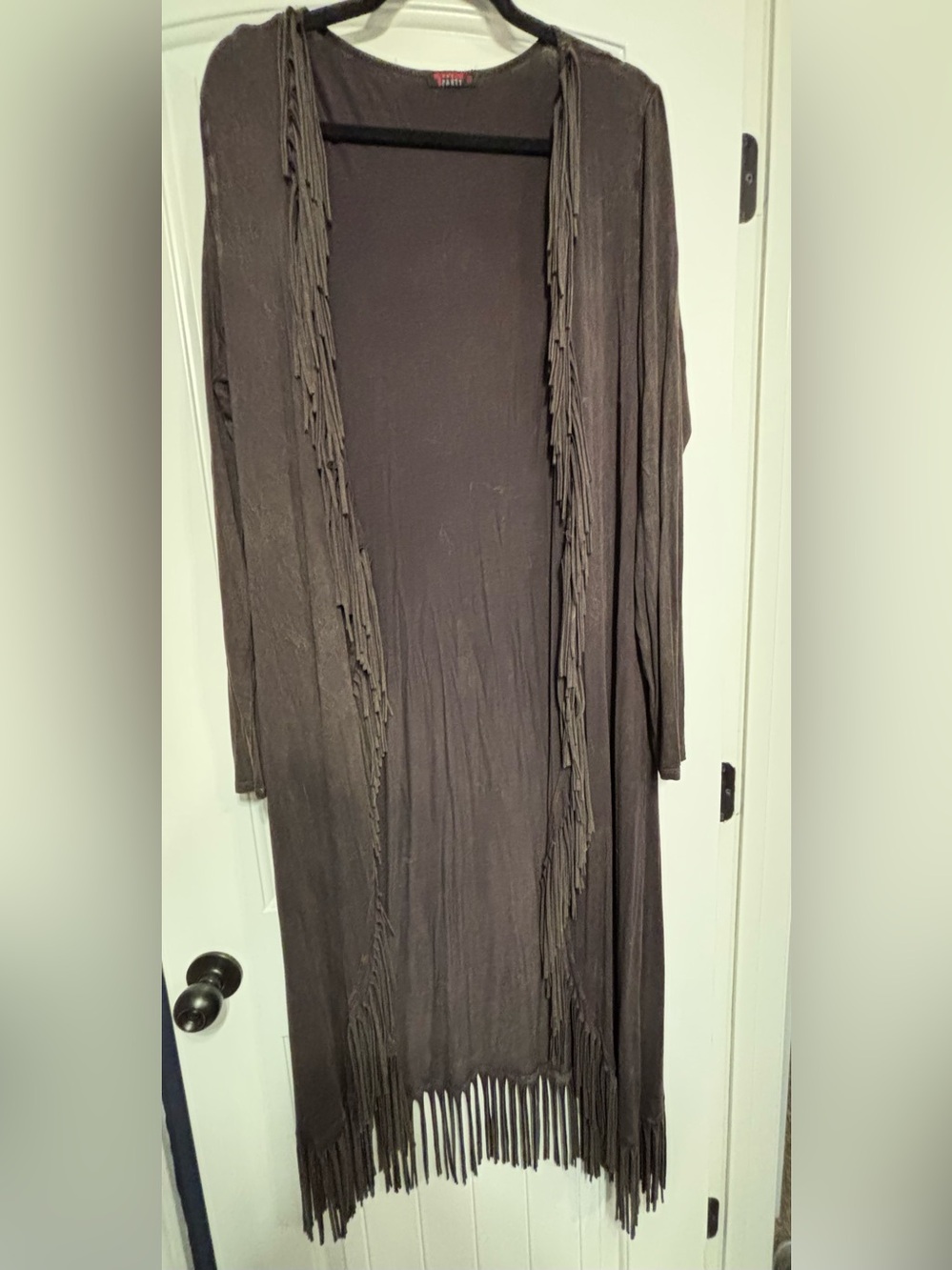 T Party Fashion Long Fringe Open Distressed Look Cardigan-western-cowgirl-brown